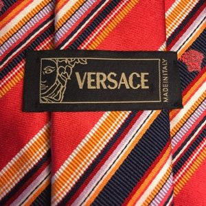 Versace Multi-color Red/Orange/Navy Silk Tie